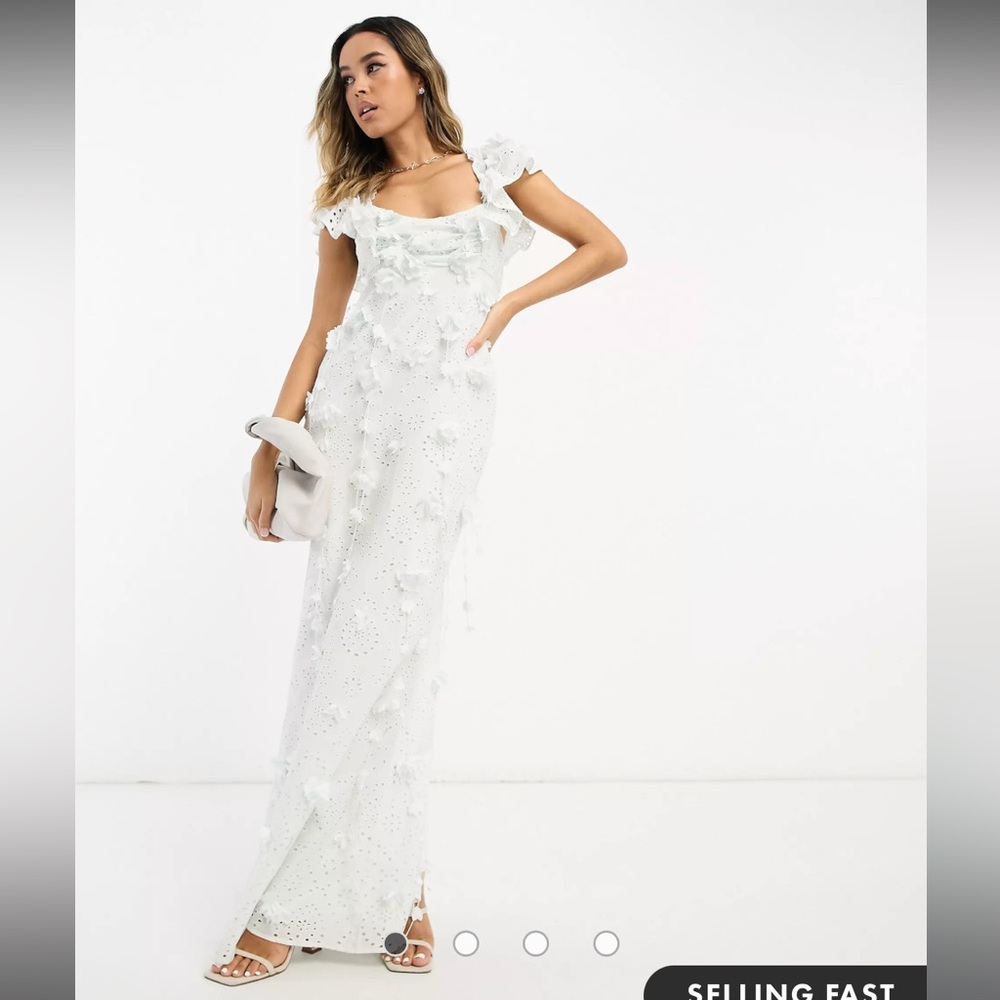 Elegant White Floral Women's Dress